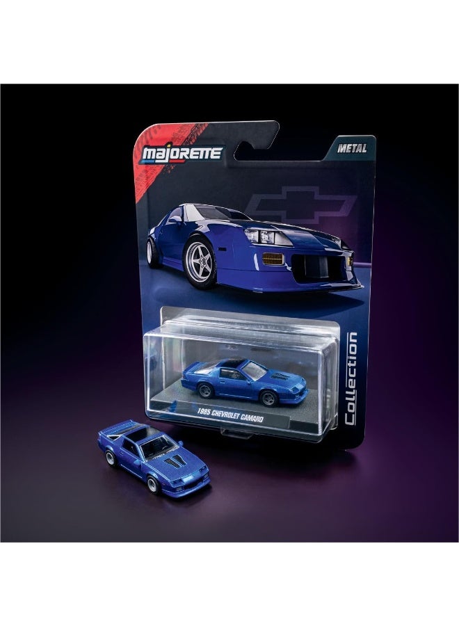 Majorette مجموعة سيارات ماجوريت 1985 شيفروليه كامارو - سيارة أيقونية لجمع التذكارات مع هيكل معدني، إطارات مطاطية وعرض، مقياس 1:64، للأعمار 14 وما فوق، الموجة 1 - Image 5